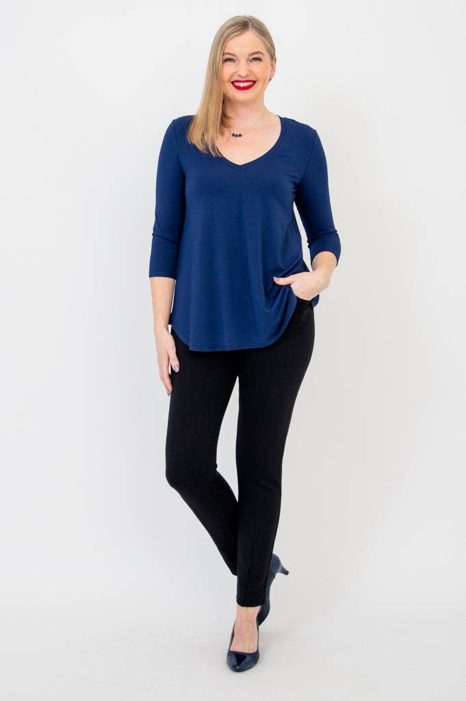 Blue Sky Clothing Co LLC – wholesale Tunic – Women’s – Jackie 3/4 Sleeve, Indigo, Bamboo4