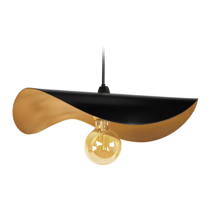 MADAME sort og guldfarvet metal loftslampe med dames hat-design for engroshandel hos Tosel Shop