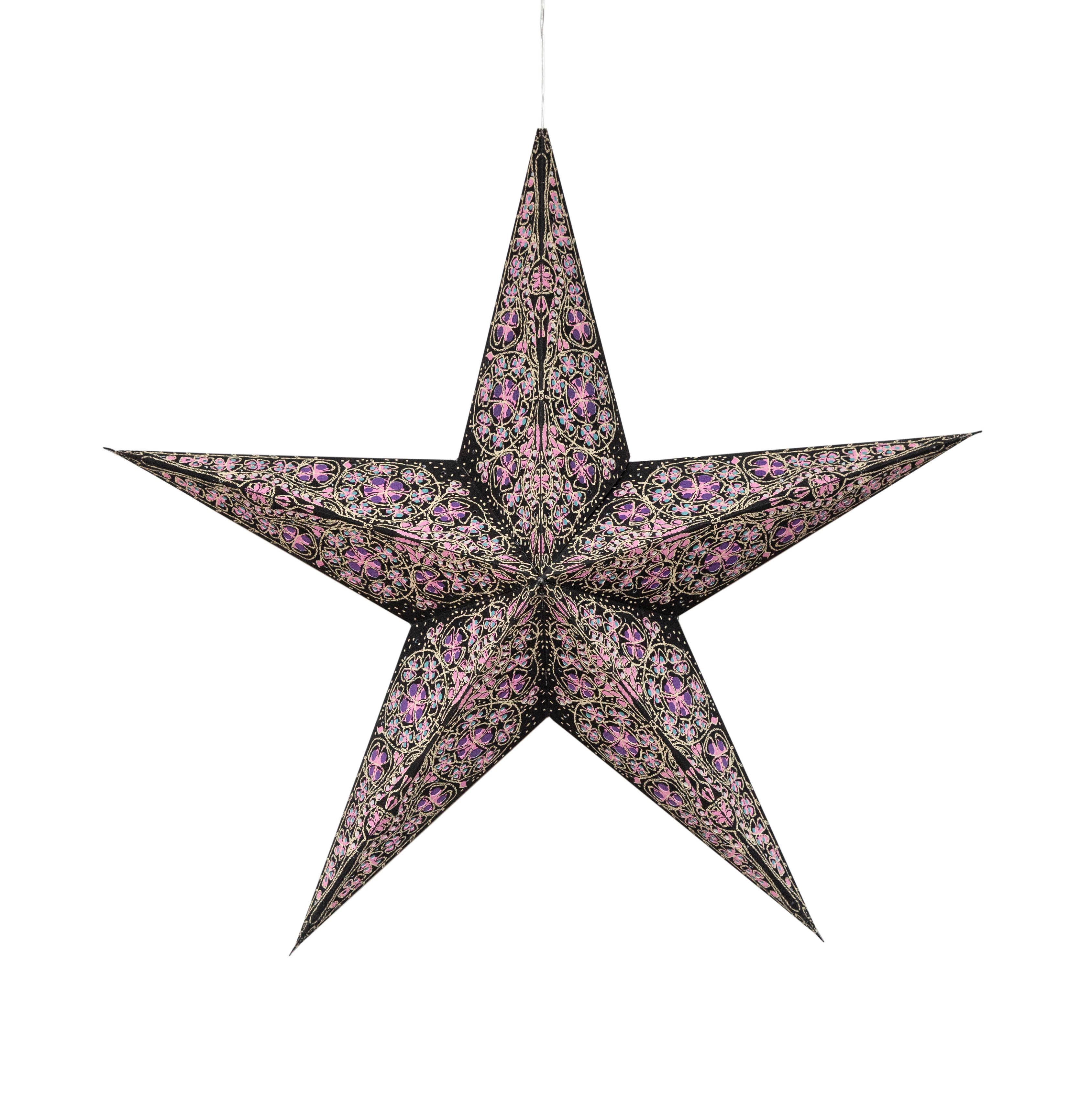 Artschatz LLC – wholesale Paper lantern/lamp – Cathedral 5 Point 24" turquoise/violet Paper Star Lantern7