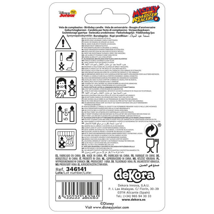 dekora - Wholesale Cake Candle - MICKYE MOUSE 3D BIRTHDAY CANDLE | NO. 1 | 6.5CM2