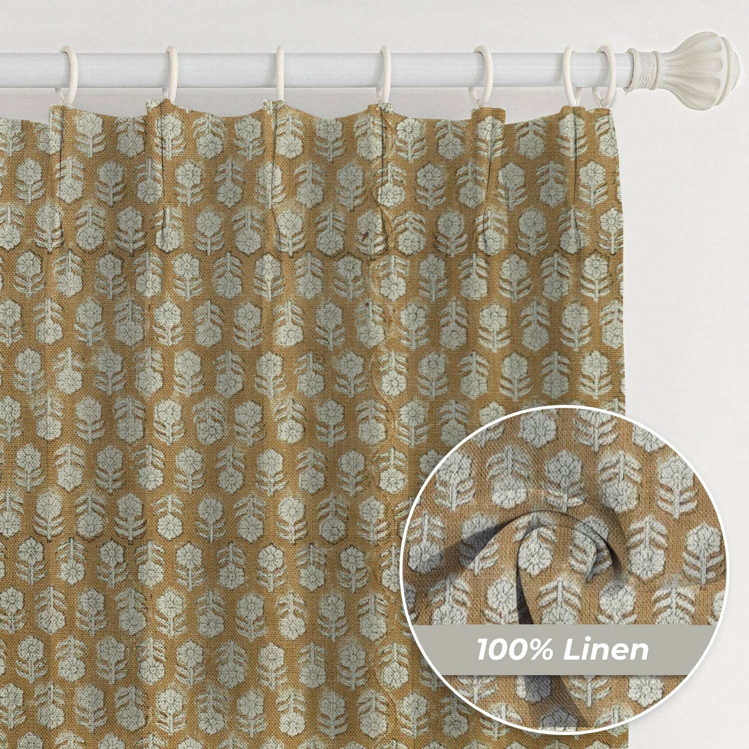 Fabdivine - Wholesale Curtain - Decorative Block Thick Linen Pleated Curtain- Tulsi Buti1