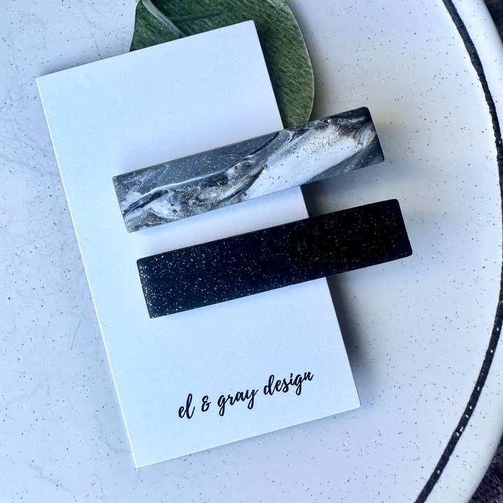 El & Gray Design - Wholesale Hair Clip - Women's - Glitter Nights Rectangle Hair Clips (2 Clip Set)4