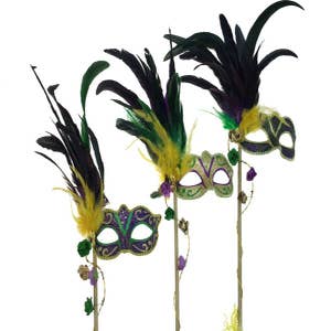 Peacock Goose Biot Feather Mask - Mardi Gras