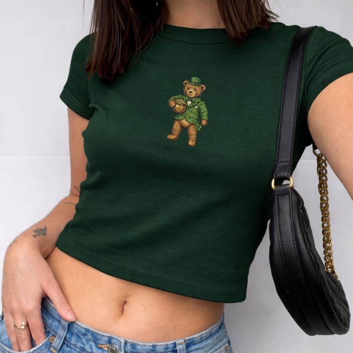 Top court Teddy irlandais vert Lucky Bear pour la Saint-Patrick pour la vente par FizzCandy Designs