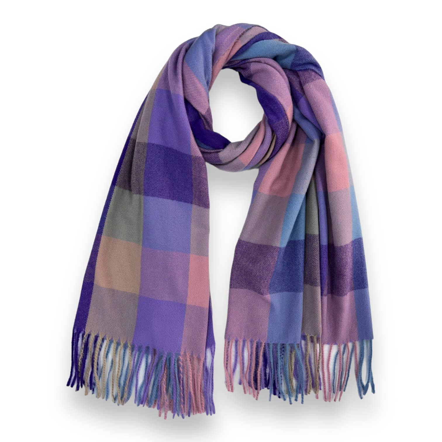 London Scarves - Wholesale Scarf - Women's - Classic colourful mini check scarf with tassels17