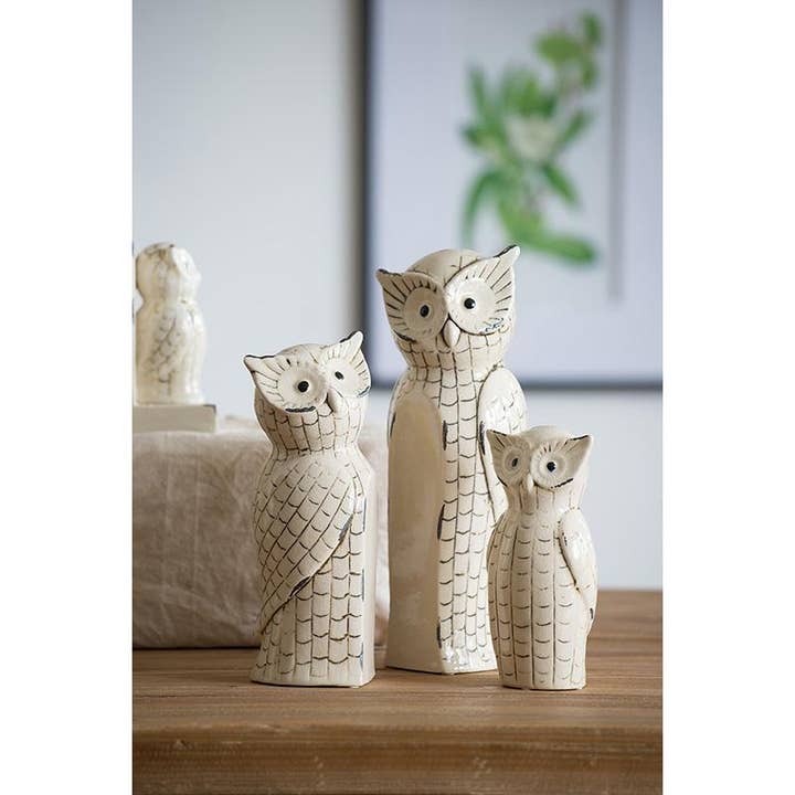 A&B Home Group Inc. - Wholesale Decorative Figurine - S/3 Vivek White Owls Trio1