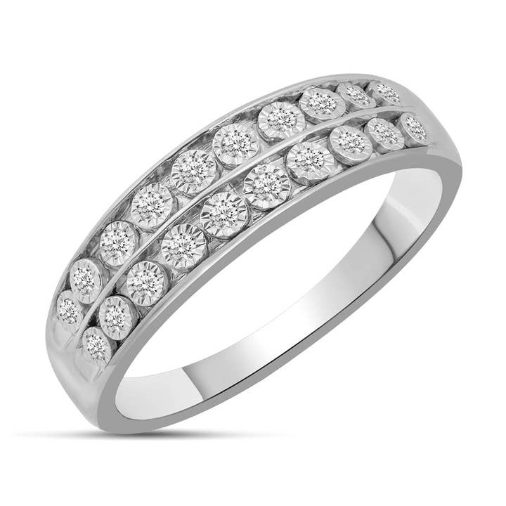 1/8CT TW Diamond Wedding Band from Trio Set in 10KT White Go for wholesale by Fifth and Fine