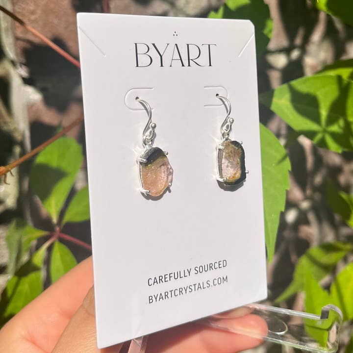 Wassermelonen-Turmalin-Ohrringe - Sterlingsilber für den Großhandel von Byart