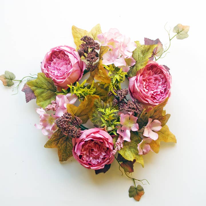 ES Essentials - Wholesale Wreath - Cabbage Rose Candle Ring 6" Rusty Pink