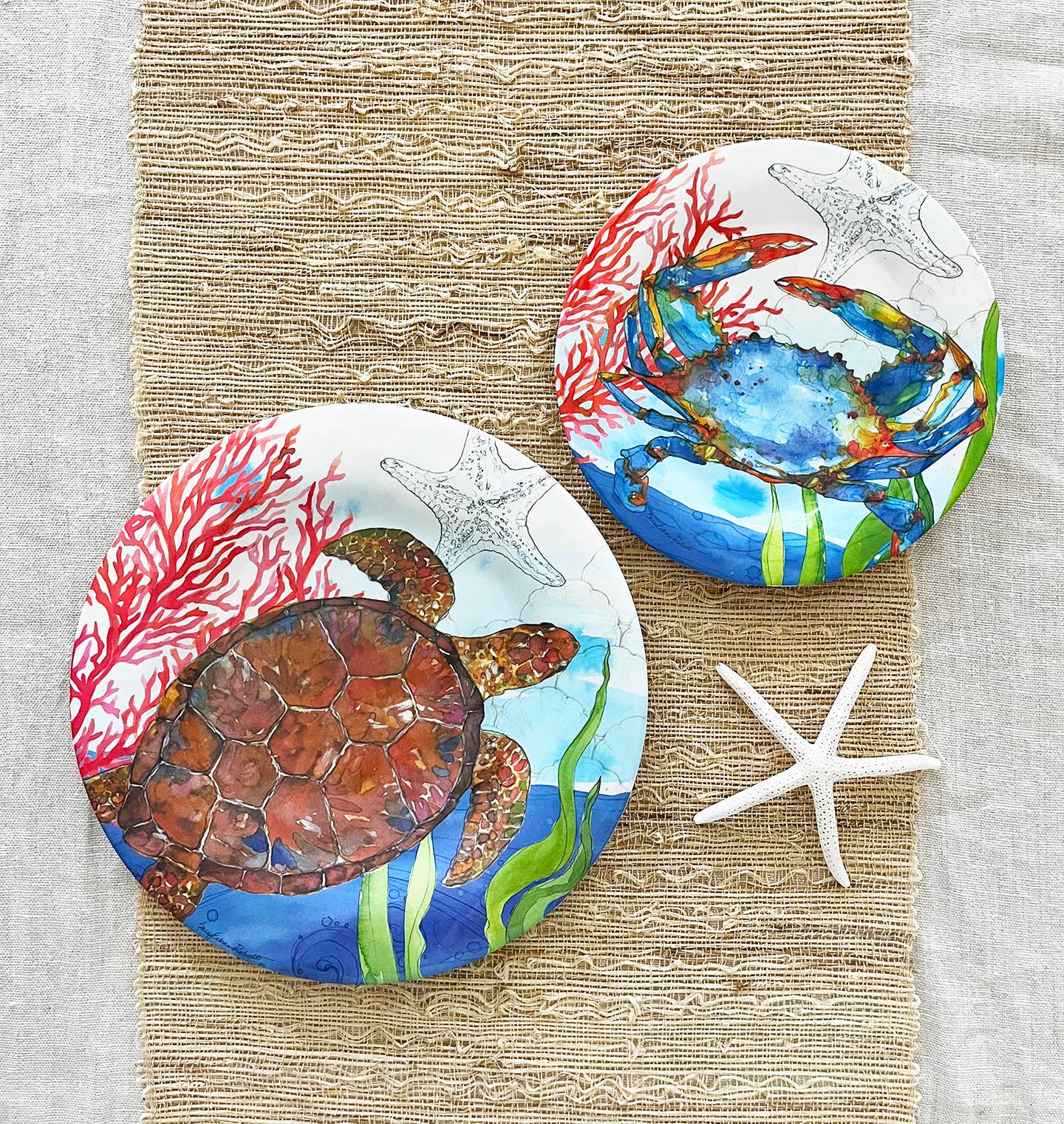 Bamboo Table - Wholesale Salad Plate - Oceana Coastal Crab Bamboo Salad Appetizer Plate2