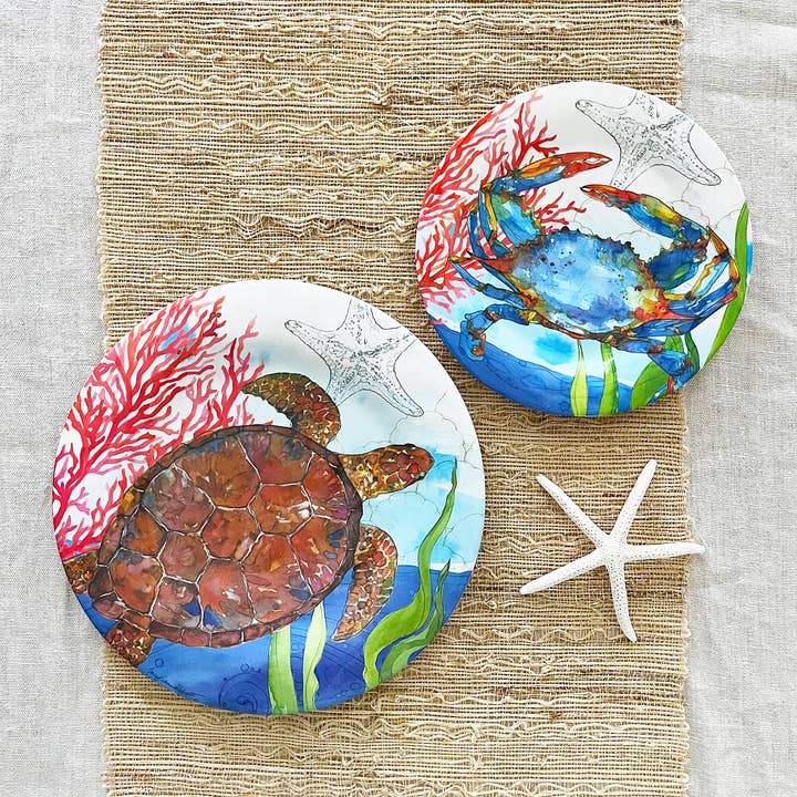 Bamboo Table - Wholesale Salad Plate - Oceana Coastal Crab Bamboo Salad Appetizer Plate2