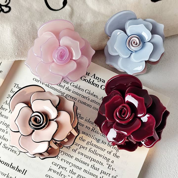 ACCITY - Wholesale Hair Clip - Women's - Rose Acetate Hair Clip - Sweet and Elegant_CWAHA071925