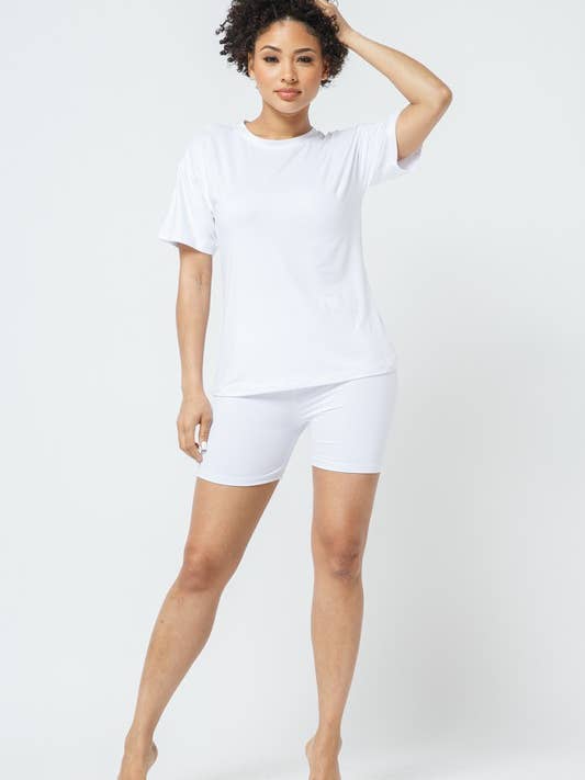 Drip DTLA - Wholesale Lounge Set - Women's - ROUND NECK TSHIRT WITH MATCHING BIKER SHORT SET
