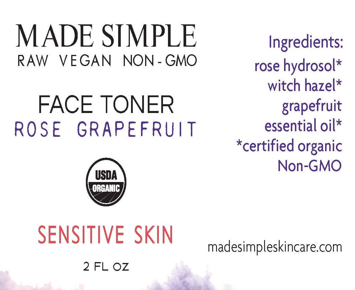 Made Simple Skin Care - Wholesale Facial Toner - Rose Grapefruit Toner for Sensitive Skin - Organic & Vegan 5