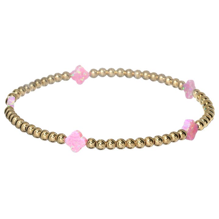 bara boheme – wholesale Charm/dangle bracelet – CLOVER BTY | Opal Charm on 3mm Gold Filled beads Bracelet