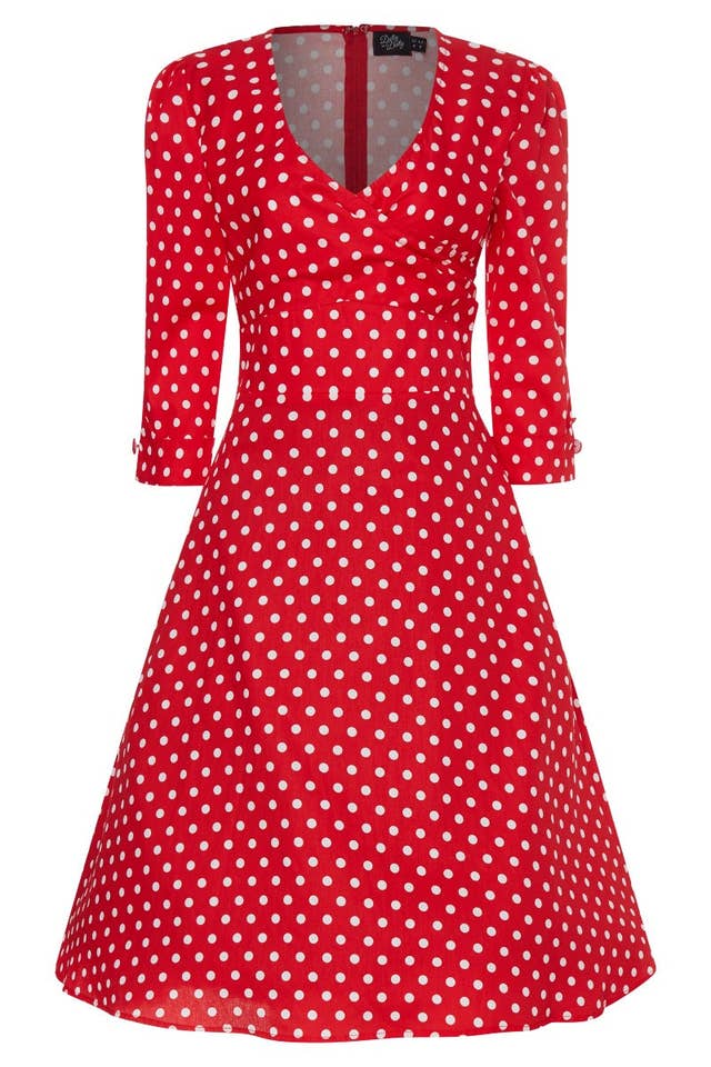 Dolly & Dotty - Wholesale Dress - Women's - Katherine Red Polka Dot Swing Dress5