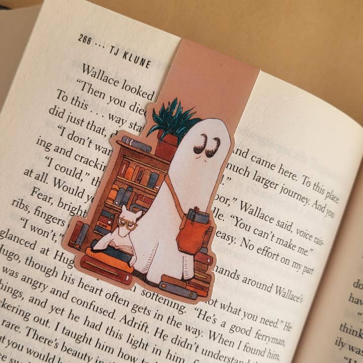 Magnetic Bookmark--Swoopy Ghost in the Library for wholesale by LostInWonderArt