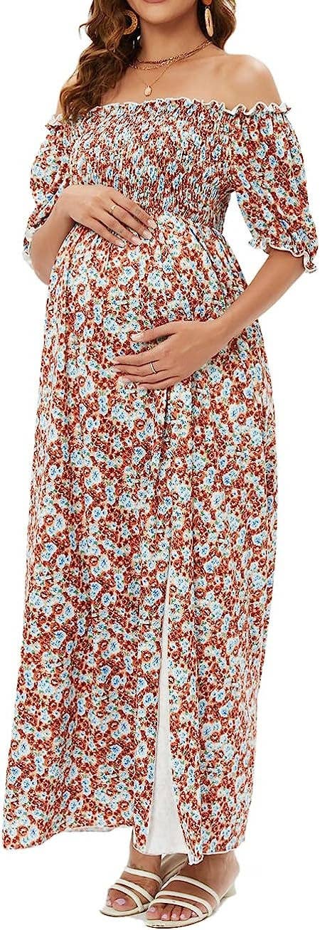 VIGOR - Wholesale Dress - Maternity - Off Shoulder Maternity Maxi Long Dress Baby Shower Photoshoo11