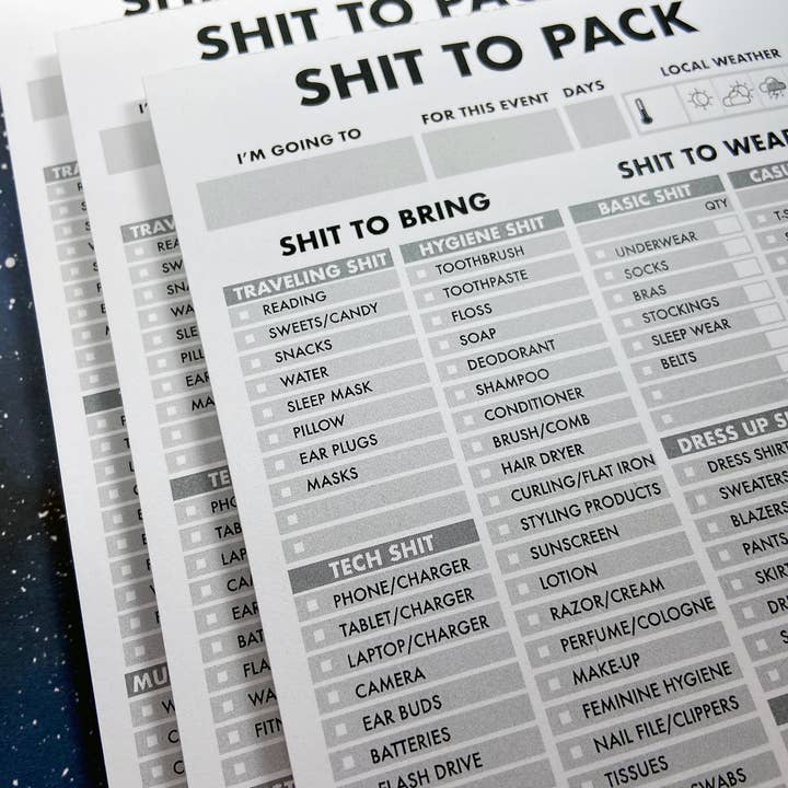 The Red Swan Shop - Wholesale Notepad - Stationery - Shit List - Pack List4