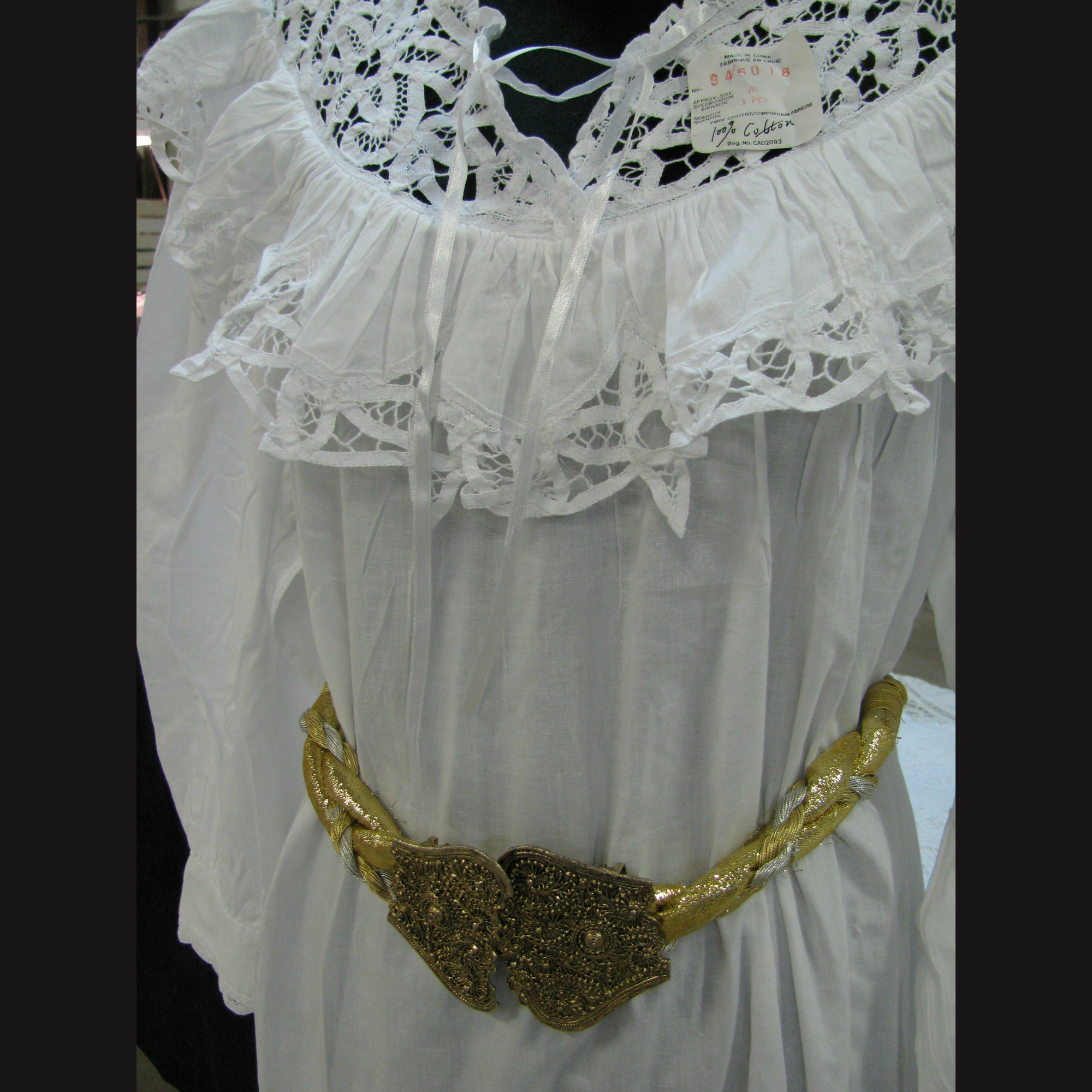 Eastern Sunrise Lace And Linens Inc. - Wholesale Nachthemd - Dames - Dichters Nachtjapon Battenburg Kant & Ruches Katoenen Romantiek S+M2