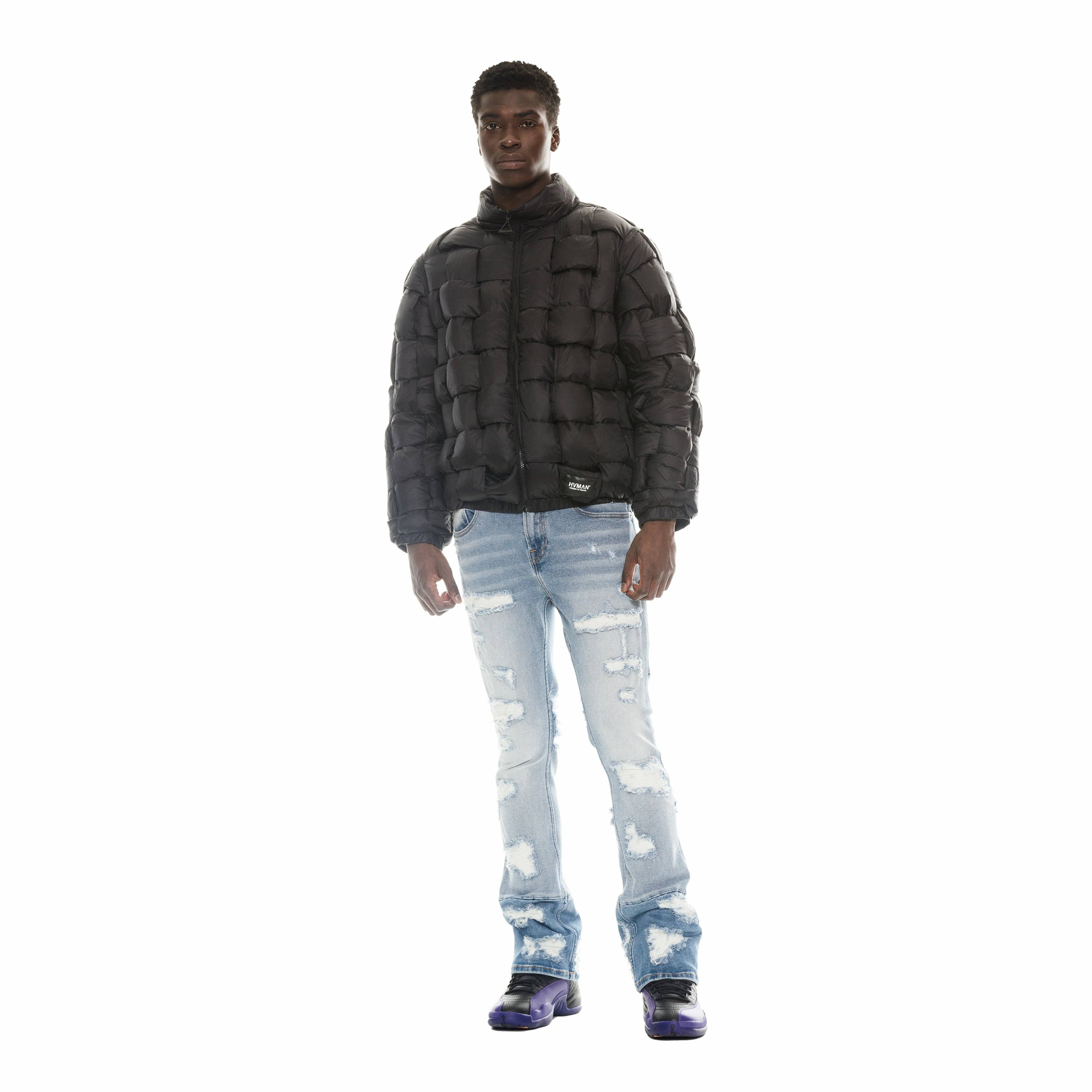 QUILTED NYLON PUFFER JACKET IN BLACK for wholesale on Faire4