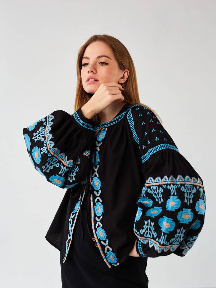 Embroidered Blouse Sandi Black for wholesale by Handmade Originals Ukraine