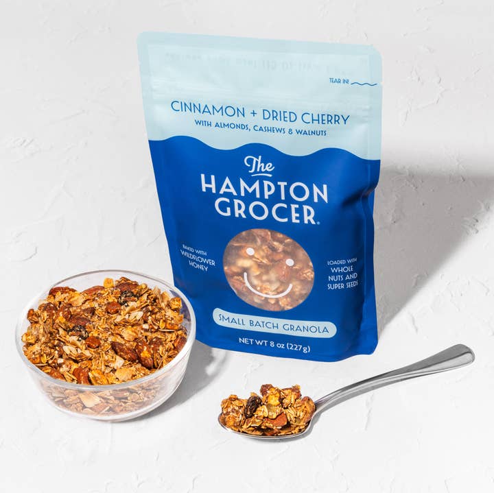 Cinnamon + Dried Cherry Granola for wholesale by The Hampton Grocer Granola