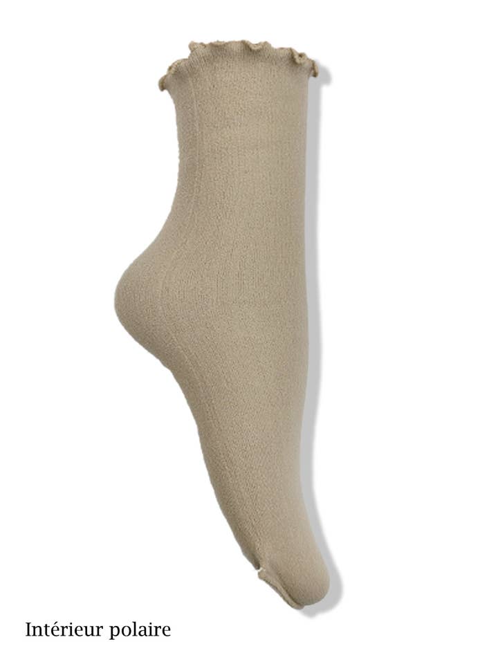 Belle Com'Elle - Venta al por mayor Calcetines para casa - Mujer - Calcetines de forro polar con dobladillo enrollado/W13880