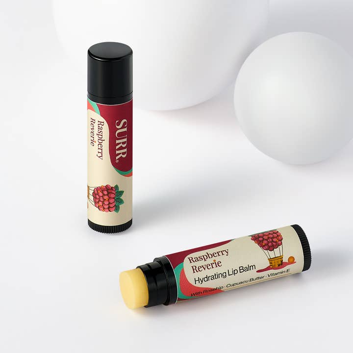 SURR Raspberry, with Rosehip, Cupuaçu, vitamin E lip balm for wholesale by Bee Happy