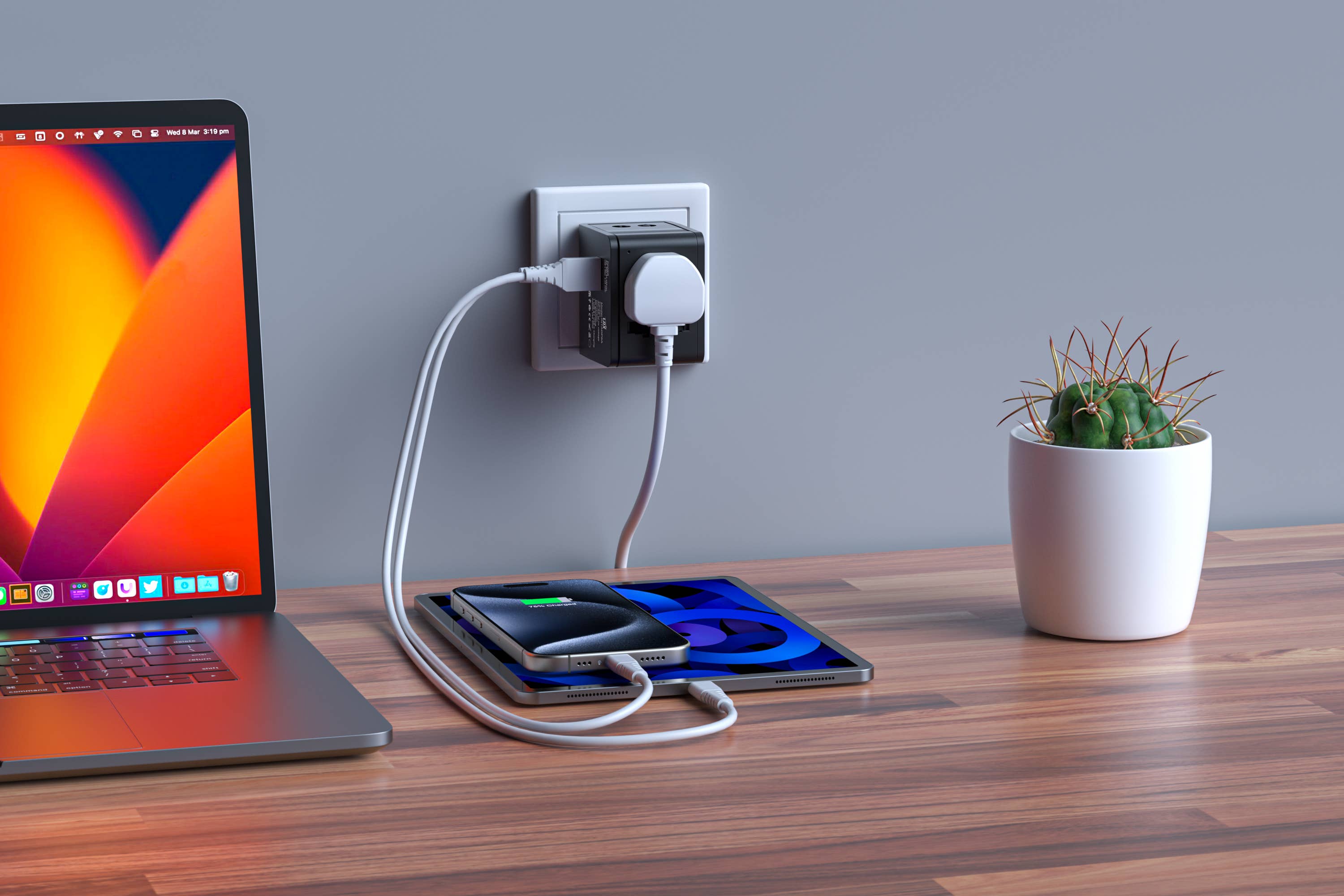 LAX Gadgets - Wholesale Power Adapter - Travel Adapter with 1x USB-C 3.1A 5V and 1 USB - Retail Pack8