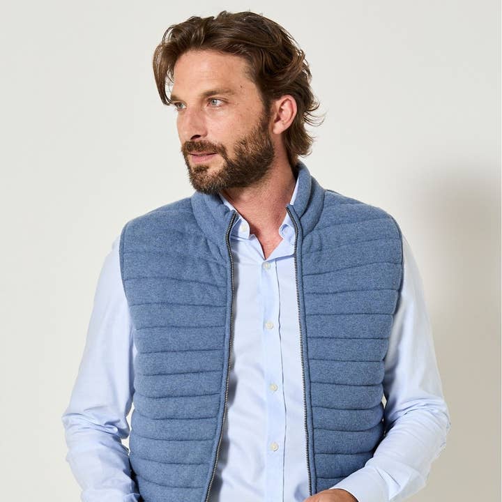 Sleeveless down jacket with pockets Pale Blue for wholesale by JAQK