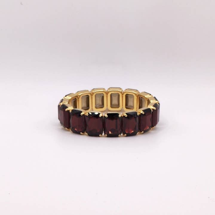 Bracelets en pierres octogonales Elastic Lux - Burgundy Otp pour la vente par QUÉ MÁS JEWELS