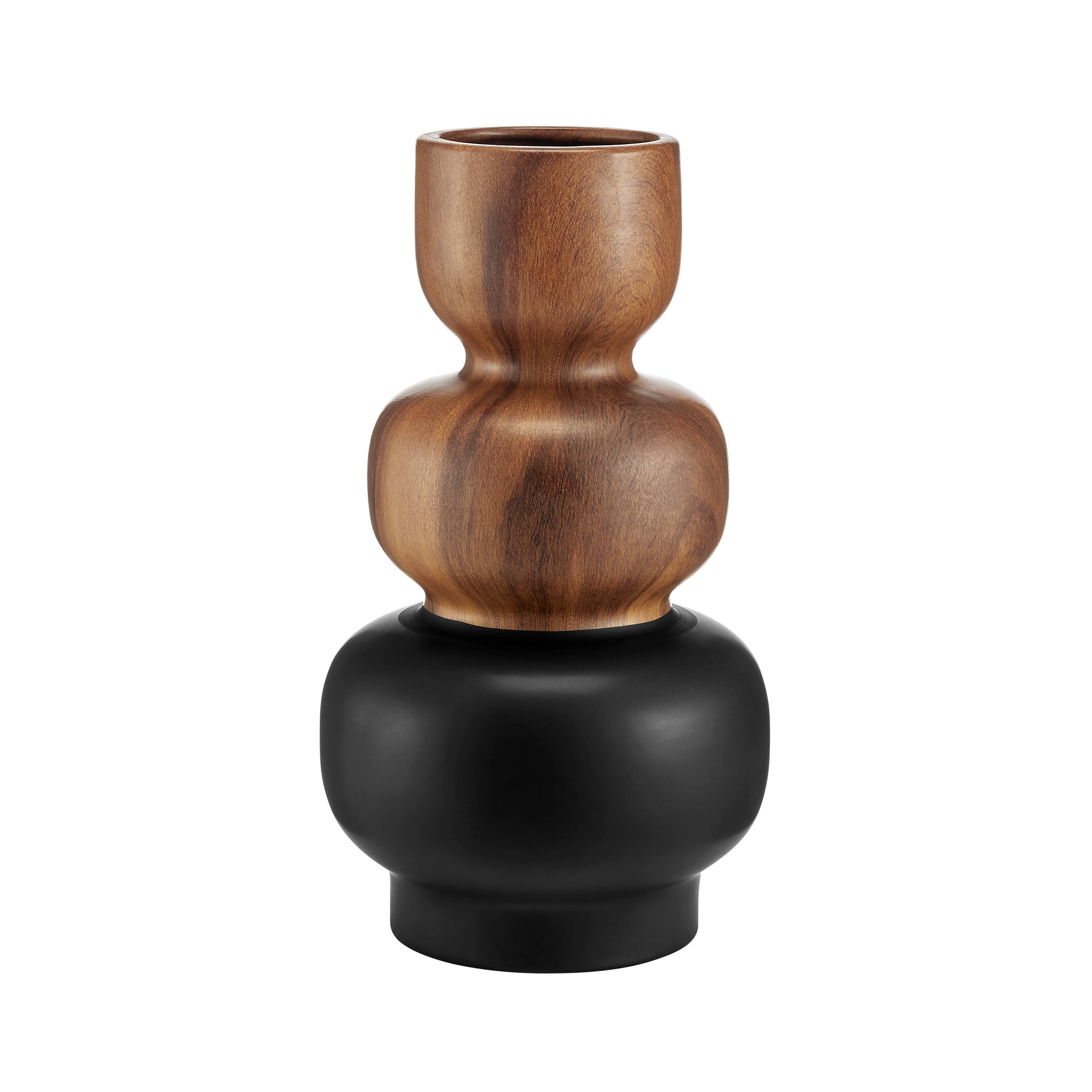 Danya B – wholesale Vase – Milo Trinnet 3 Tier Stack Two Tone Vase Black and Walnut12
