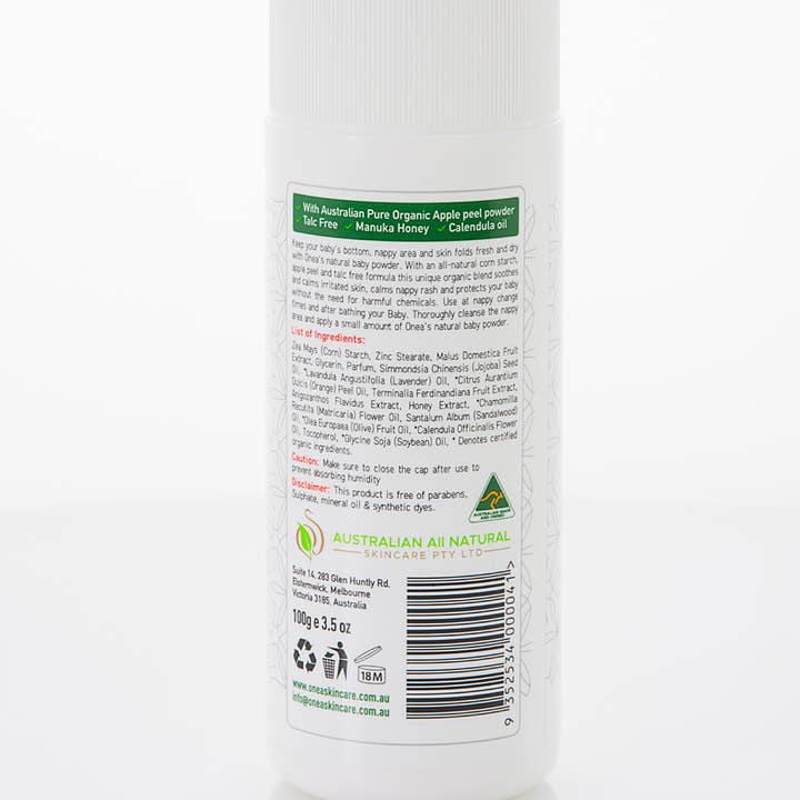 ONEA Organic Skincare - Wholesale Body/Talcum Powder - ONEA Organi Baby Apple Powder 1