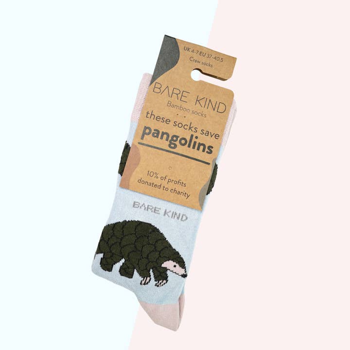 Bare Kind Socks - Wholesale Socks - Unisex - Pangolin Socks | Bamboo Socks | Pastel Blue Socks