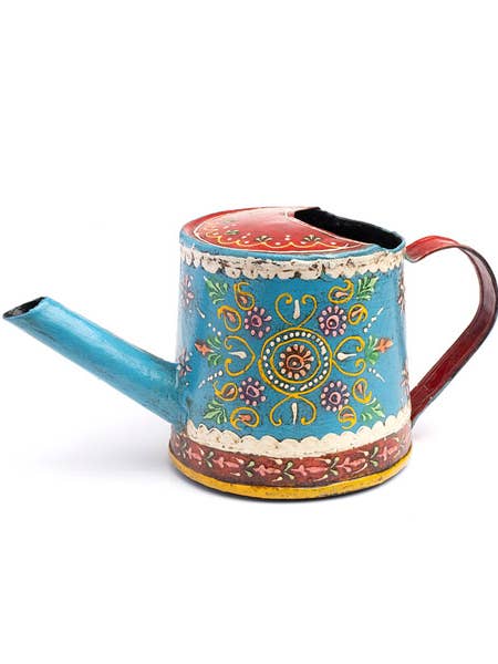 Henna Treasure Floral Mini Metal Watering Can - Hand Painted for wholesale by Matr Boomie Fair Trade