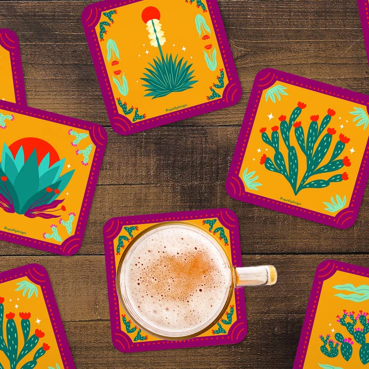 Squidly Designs - Wholesale Coasters - Coaster Set - Desert Plants2