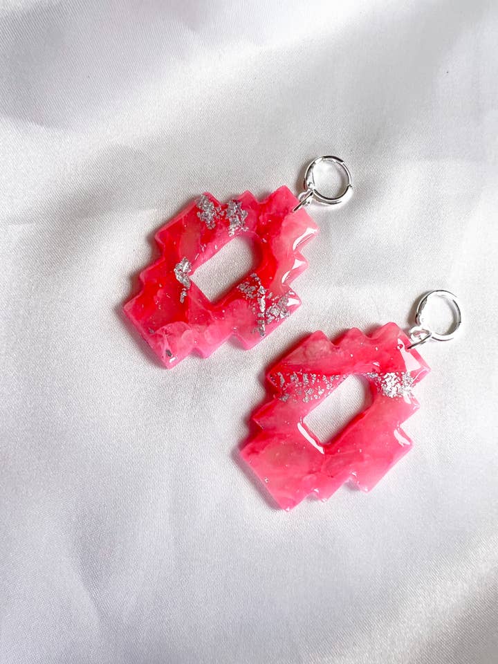 The Naz Handmade Marble Pink Polymer Clay Stud Earrings for wholesale by Charm and Clay