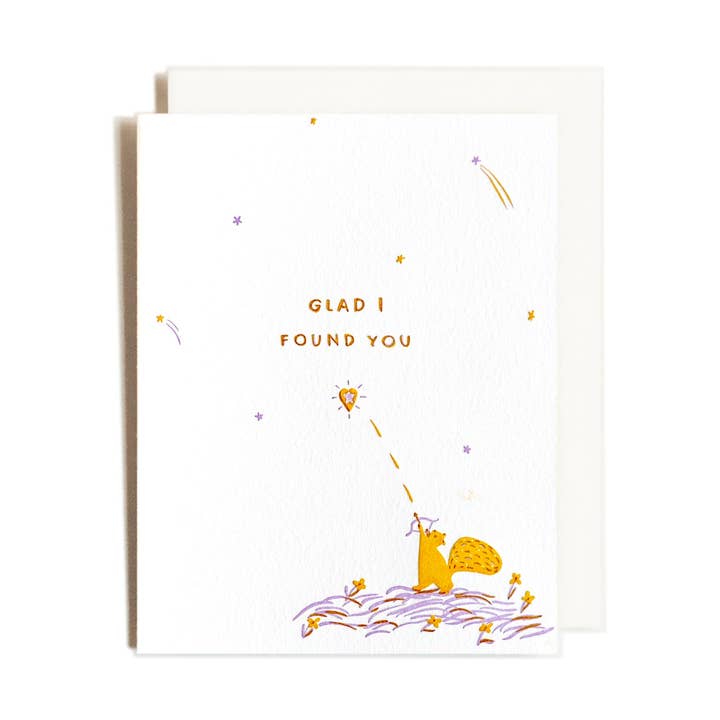 Found You Squirrel | Love | Letterpress Card for wholesale by Homework Letterpress Studio