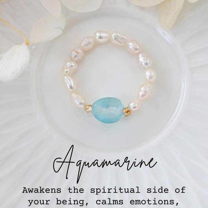 Divine Dulcet - Wholesale Single Stone/Solitaire Ring - Elastic Rings with Natural Crystals & Freshwater Pearls