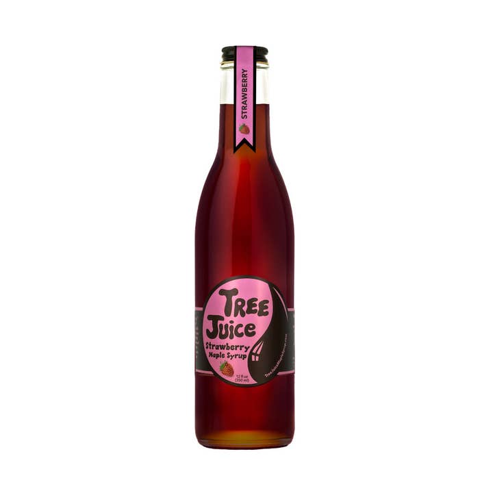 12oz Strawberry Maple Syrup for wholesale by Tree Juice Maple Syrup
