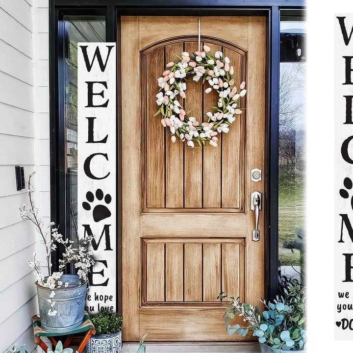 Enseigne de porche pour amoureux des chiens de 72 pouces - Bienvenue rustique de style ferme pour toutes les saisons pour la vente par TX USA Corporation