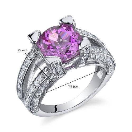 Peliani – wholesale Cocktail/Statement Ring – Skapade rosa safir runda skär Sterling Silver Ring storlek 5