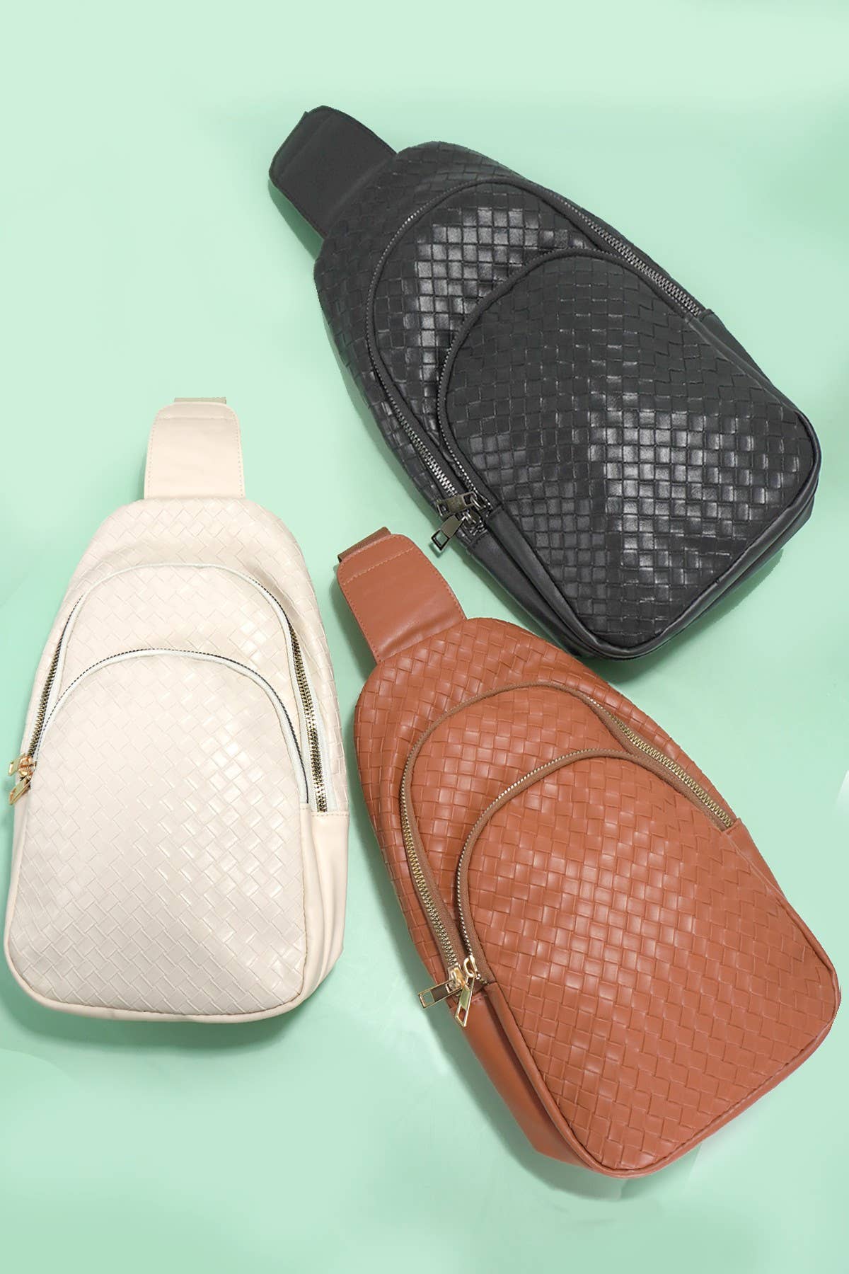 JOSSLYN by wall to wall - Wholesale Crossbody Bag - Unisex - BRAIDED WEAVE VEGAN SLING CROSSBODY STADIUM BAG | 40P54210