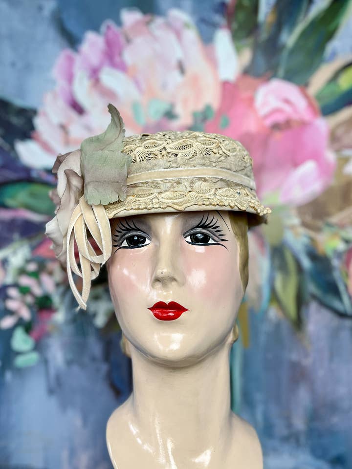 Hat, Fashion Accessory-Sunday Brunch-Vintage-Lace-OOAK-USA for wholesale by A Silk Purse