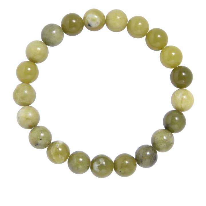 Ole - Vendita all'ingrosso Bracciale con perline - Bracciale da uomo elasticizzato in pietra di giada oliva B3