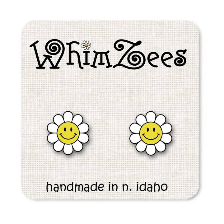 Daisy Smiley Face Earrings W120 for wholesale by WhimZees