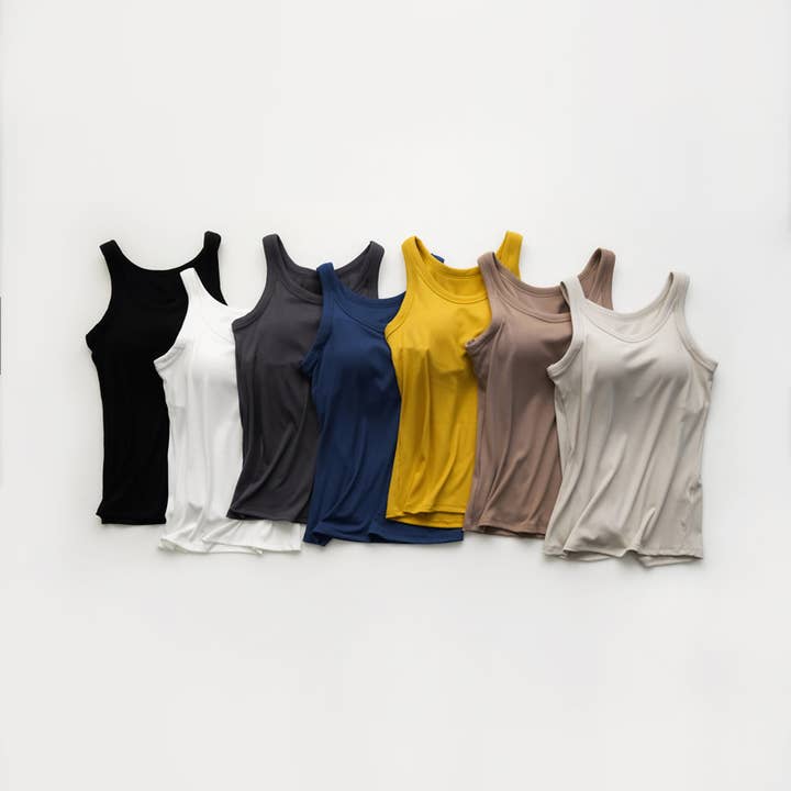 HIDDENBRAND - Wholesale Tank Top - Women's - Essential Basic Rib Soft tank top w built in bra40
