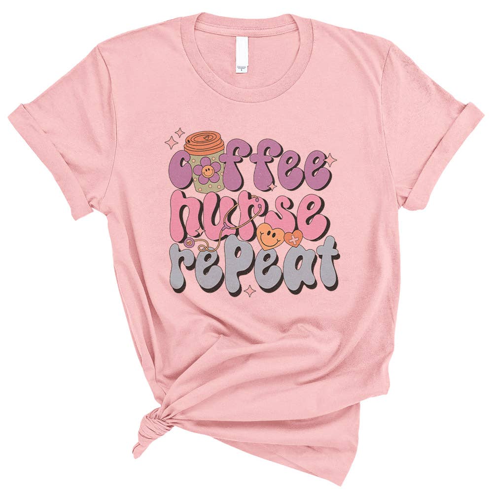 Lucky Luna Apparel - Vente T-shirt à imprimés – femme - Chemise Coffee Nurse Repeat1