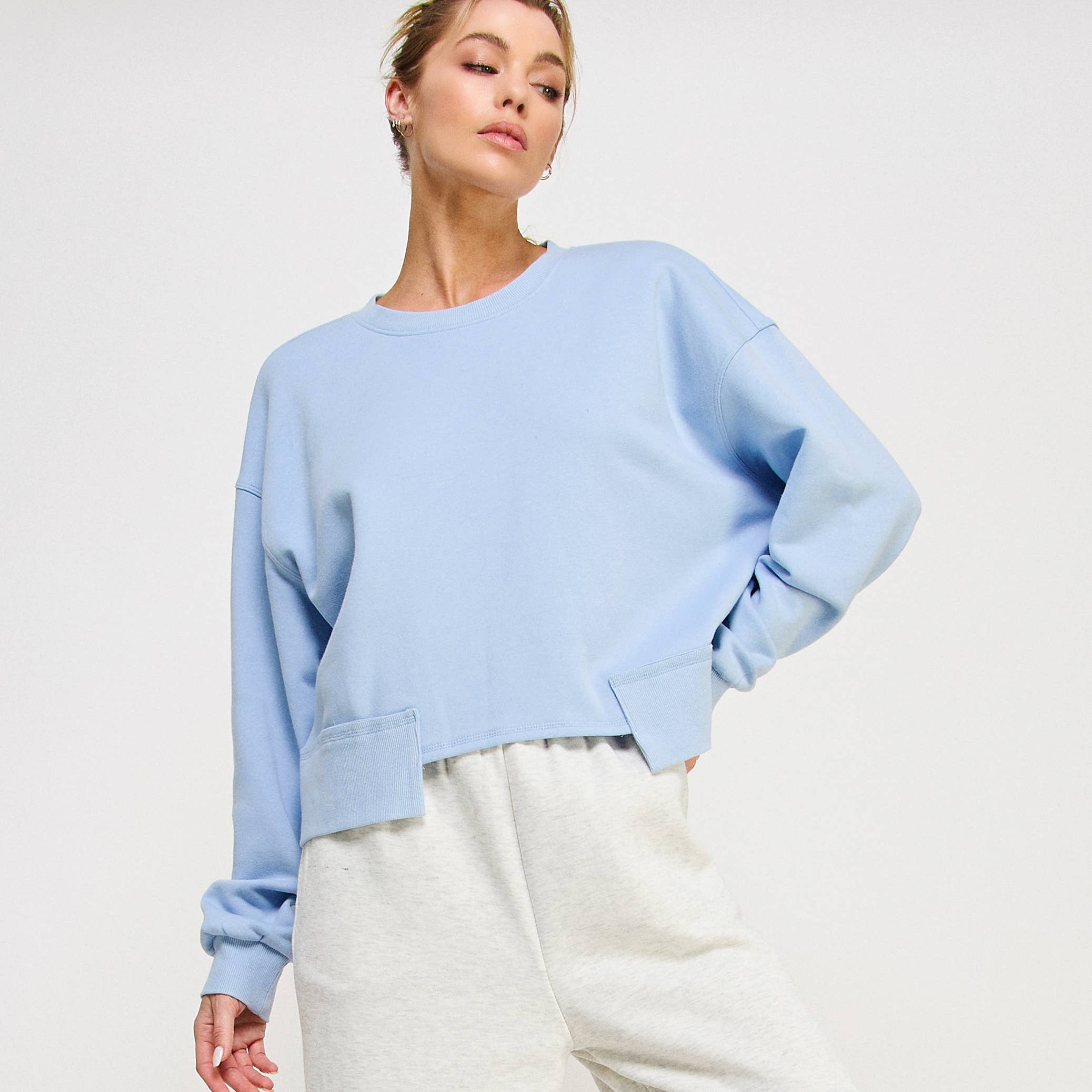 BABY BLUE CAMDEN SWEATSHIRT-FZ0011 for wholesale on Faire4